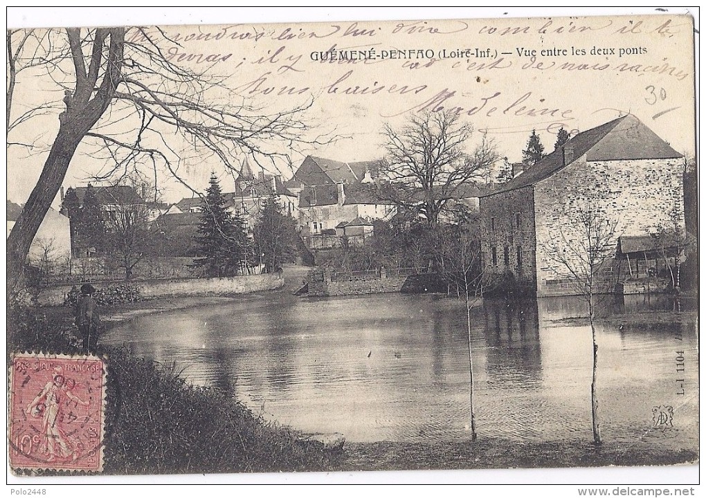 Cpa - Guemene Penfao - Vue Entre Les Deux Ponts  ( En L´état ) - Guémené-Penfao