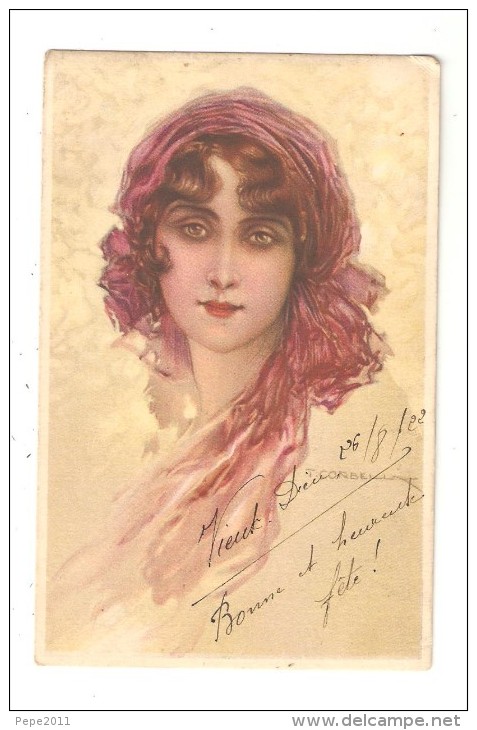 CPA CORBELLA Portrait De Femme  Avec Un Turban Rouge Grenat - Corbella, T.