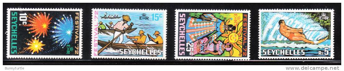Seychelles 1972 Festival Fireworks Canoe Race Water Skiing Local Costumes MNH - Seychellen (...-1976)