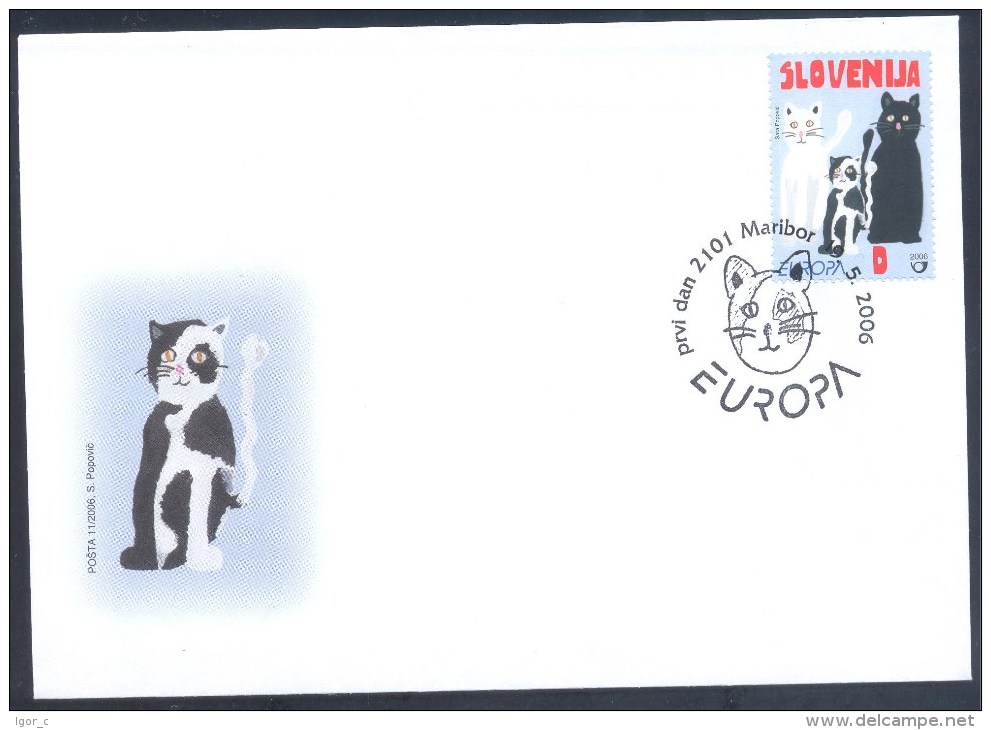 Slowenien Slovenia 2006 FDC Cover: Europa Cept: Cats Katze Chat Gatto Gato; Integration Of Immigrants - Domestic Cats