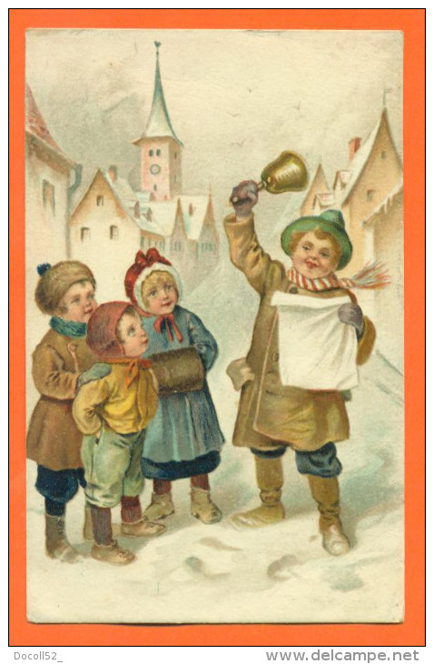 CPA  Chromo  " Enfants Dans Une Rue De Village En Hiver " - People