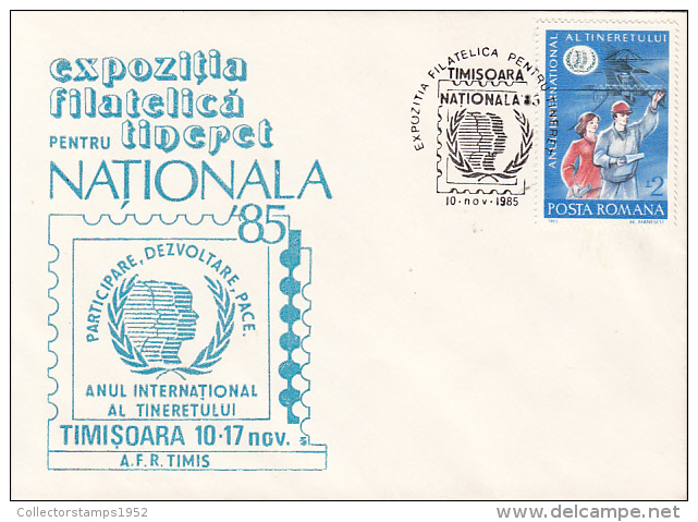 28820- YOUTH PHILATELIC EXHIBITION, SPECIAL COVER, 1985, ROMANIA - Brieven En Documenten