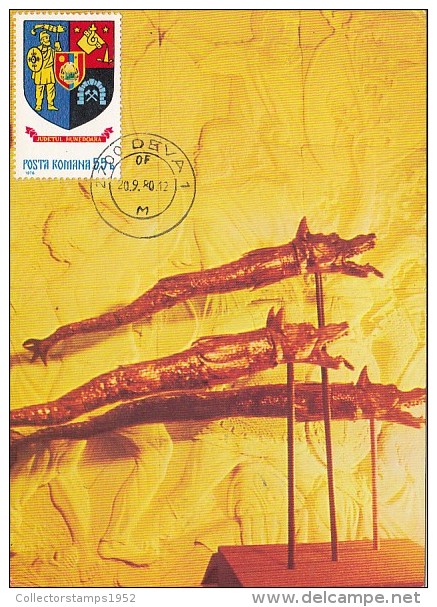 29017- IRON GATES MUSEUM- DACIAN BANNER, MAXIMUM CARD, 1980, ROMANIA - Archäologie