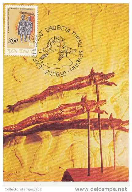 29018- IRON GATES MUSEUM- DACIAN BANNER, MAXIMUM CARD, 1980, ROMANIA - Archäologie