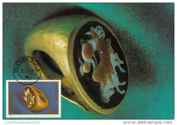 29032- ARCHAEOLOGY, ROMAN RING WITH CAMEO, MAXIMUM CARD, 1979, ROMANIA - Archäologie