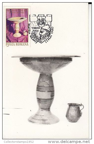 29034- ARCHAEOLOGY, DACIAN VASES FROM PETRODAVA VILLAGE, MAXIMUM CARD, 1980, ROMANIA - Archäologie