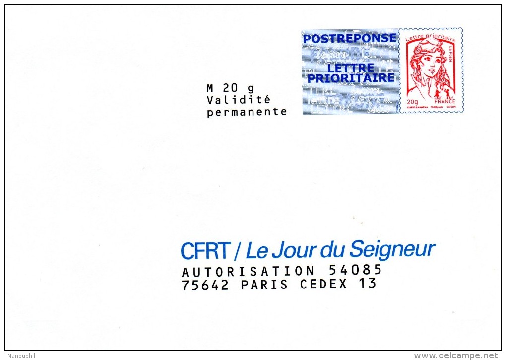 FRANCE PAP Enveloppe Prêt à Poster  Neuve " CFRT  " Le Jour Du Seigneur "  Marianne De CIAPPA - KAVENA  Prioritaire 20 G - PAP : Antwoord /Ciappa-Kavena