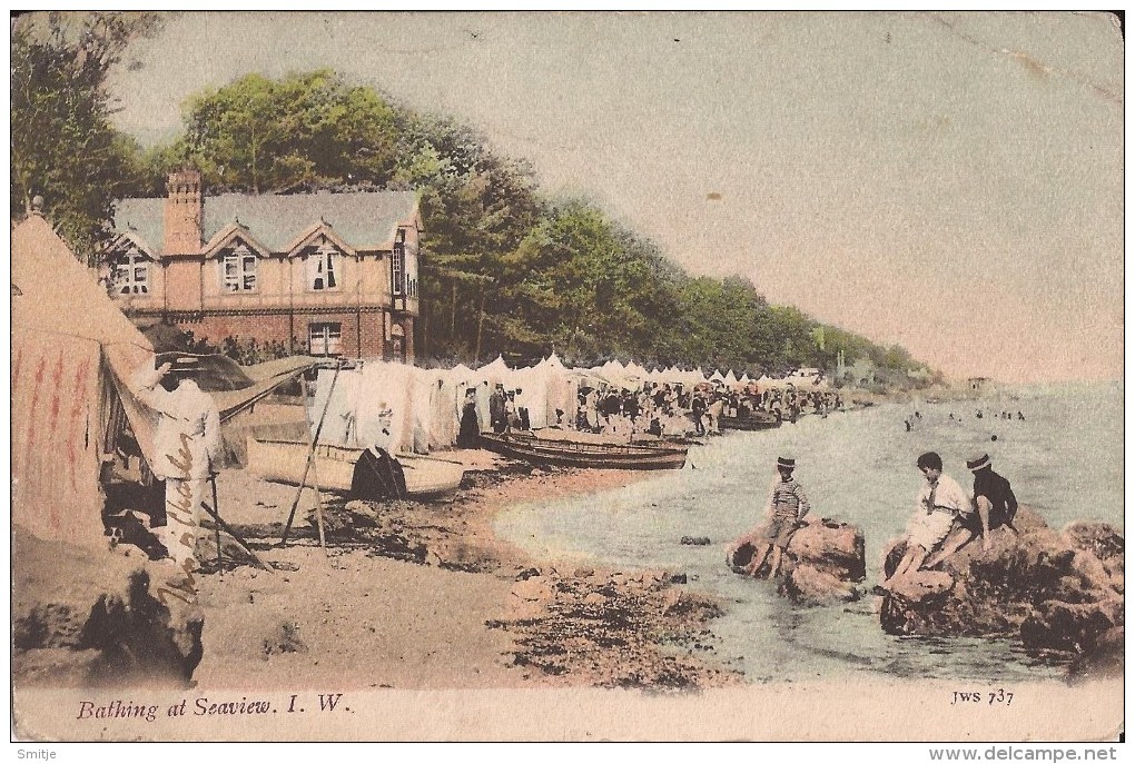 ISLE OF WIGHT - 1904 - BATHING AT SEAVIEW  - NICELY ANIMATED - 2 SCANS - Autres & Non Classés