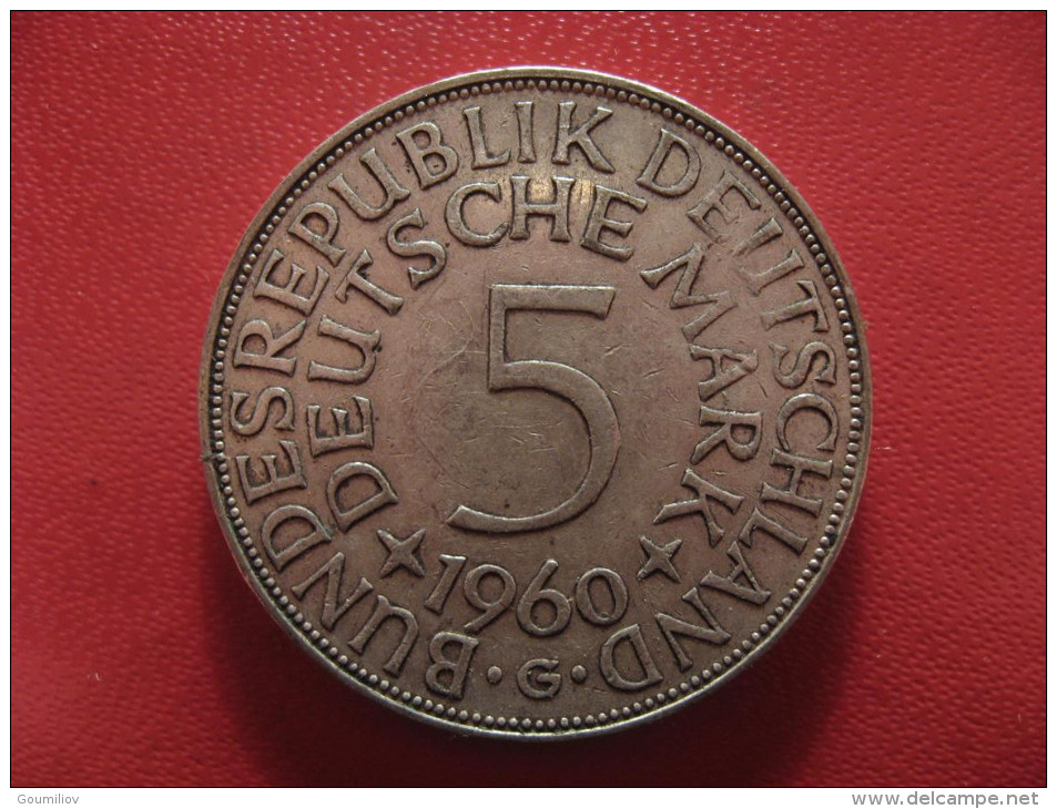 Allemagne - 5 Deutsche Mark 1960 G 0941 - 5 Marcos