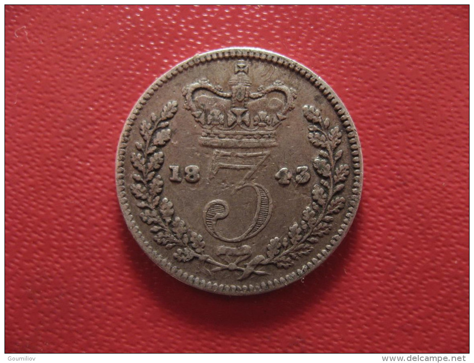 Grande-Bretagne - UK - 3 Pence 1843 Victoria 1078 - F. 3 Pence