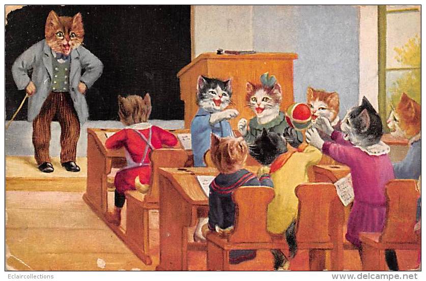 Fantaisie      Chats...  A L'école - Katten