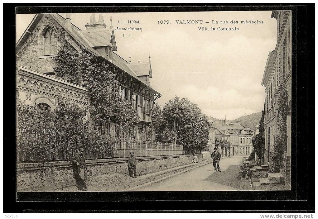 CPA  76 VALMONT La Rue Des MÉDECINS Villa La CONCORDE ( ANIMÉE SUPERBE ) - Valmont