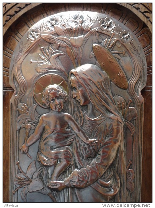 RARE: MOTHER OF GOD - MATER DEI  (RELIGIOUS SCULPTURE ON METAL SIGNED) 1906 - Altri & Non Classificati