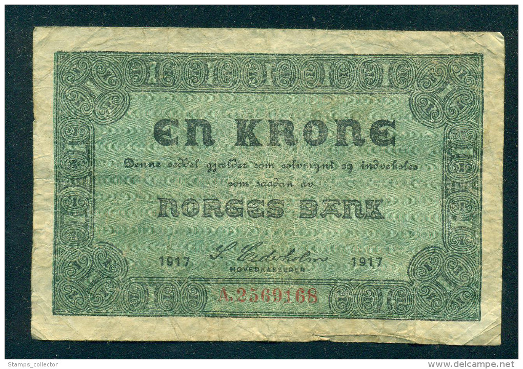 NORWAY. EN, 1 KRONE. 1917. Orginal. - Norvège