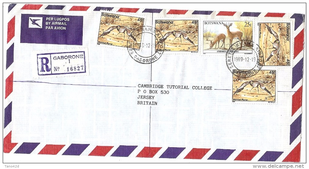 LBL33D2 - BOTSWANA  LETTRE  RECOMMANDEE DE DECEMBRE 1989 - Botswana (1966-...)