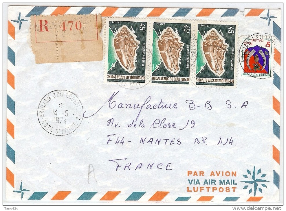 LBL33D2 - COTE D'IVOIRE  LETTRE  RECOMMANDEE DE MAI 1974 - Ivory Coast (1960-...)