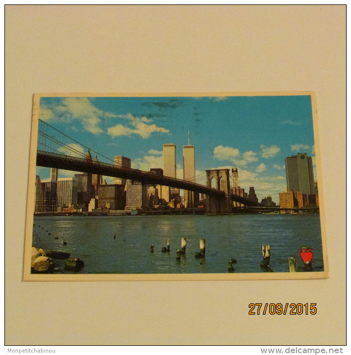 Carte Postale NEW YORK : PONT DE BROOKLYN ET LES TOURS JUMELLES - Brooklyn