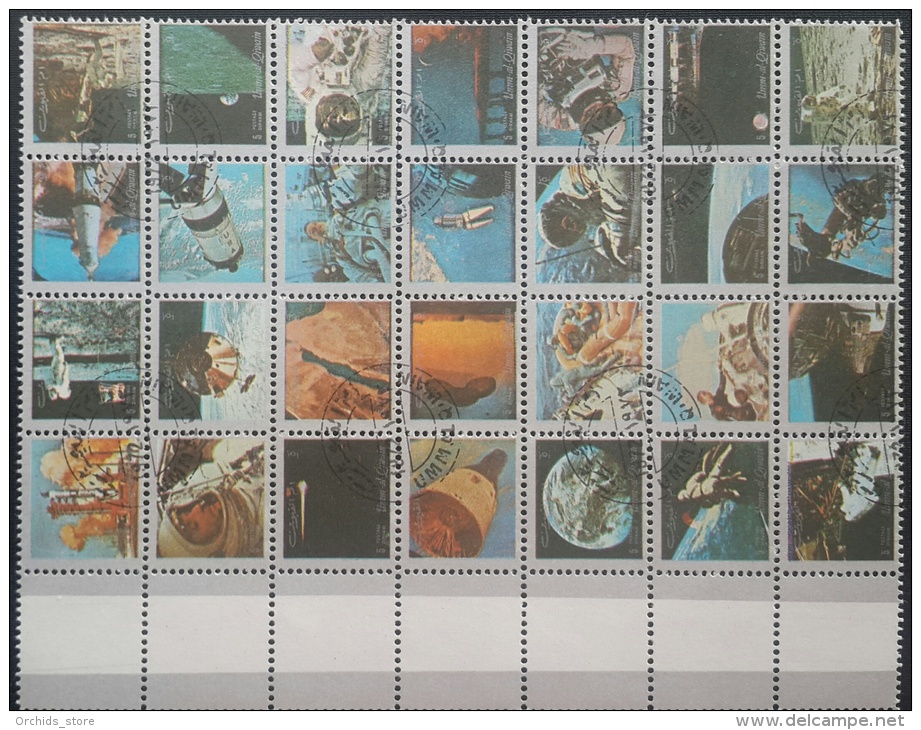 E11l UMM AL-QIWAIN 1973 Mi. 859-886 Space Exploration Cplt Sheet 28v. KLEINFORMAT Limited Edition 17x22mm Very Small - Ajman