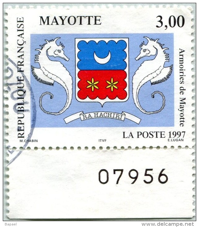 N° Yvert 43 - Timbre De Mayotte (1997) - U(Oblitéré) - Armoiries De Mayotte (DA) - Gebraucht