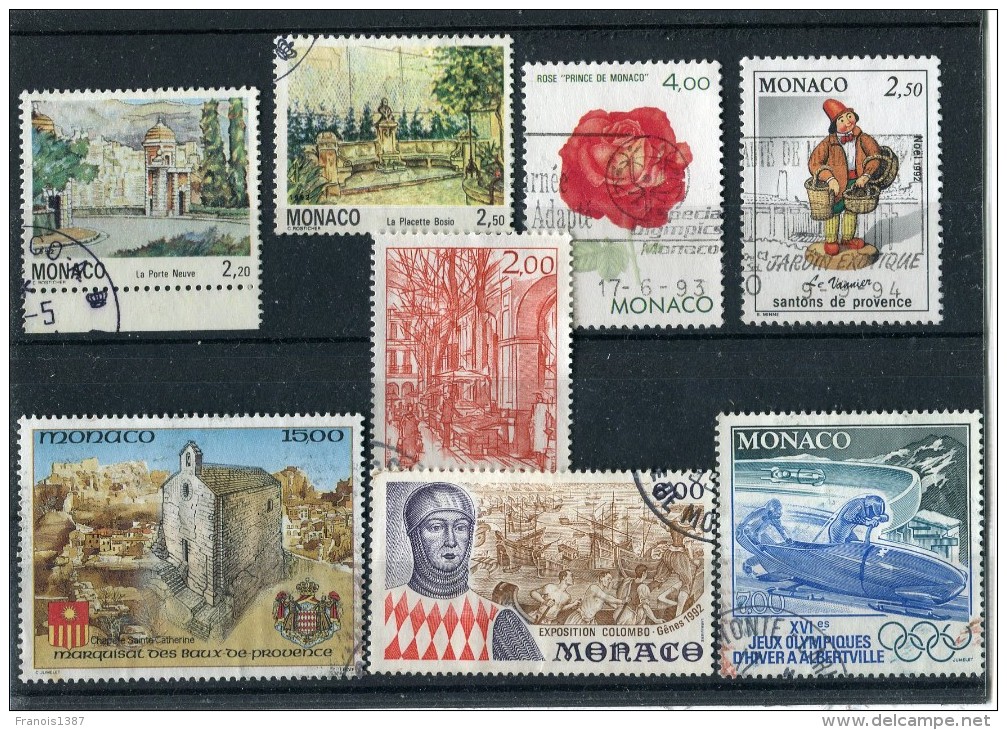 MONACO Année 1992 - 8 Timbres Oblitérés TB N°  1811 1829 1832 1833 1836 1840 1841 1846  Cote 12,35 Euros - Used Stamps