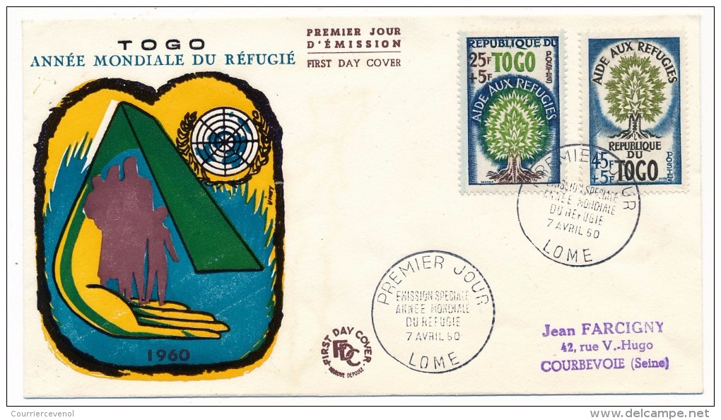 TOGO => FDC - Année Mondiale Du Réfugié - Premier Jour LOME 7/4/1970 - Togo (1960-...)