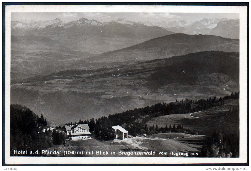 0828 - Alte Foto Ansichtskarte - Hotel Gaststätte Pfänder Luftaufnahme 1929 - Lochau