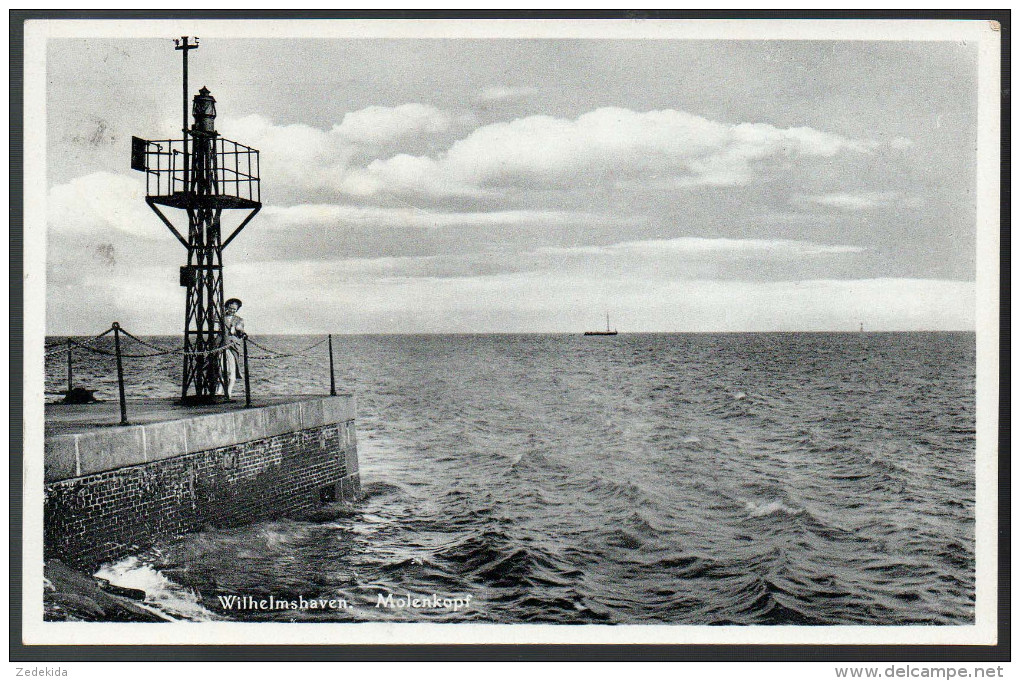 0112 - Alte Ansichtskarte - Wilhelmshaven Mole Molenkopf Gel 1940 - Wilhelmshaven