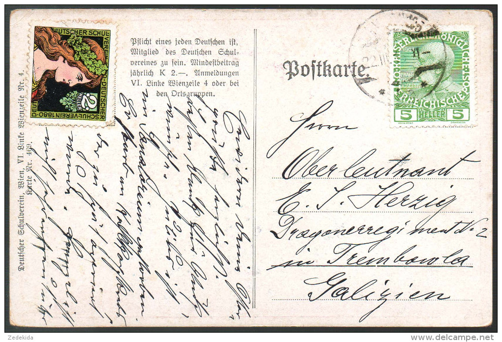 0846 - Alte Glückwunschkarte Ostern Deutscher Schulverein 1860 Wien Gel 1918 Sondermarke - Autres & Non Classés