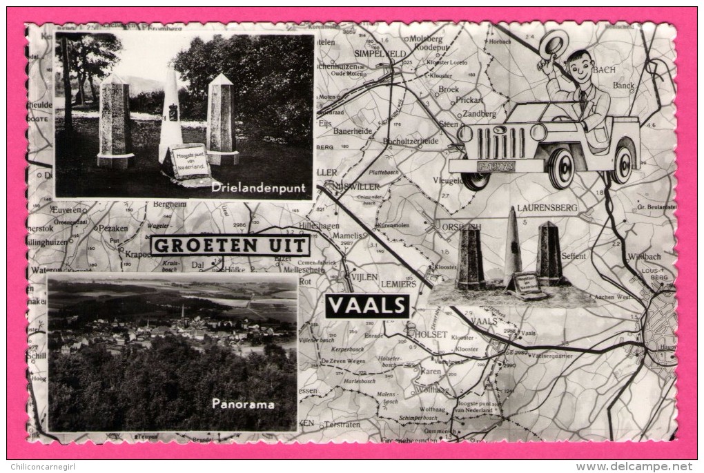 Groeten Uit Vaals - Carte Géographique - Dessin De Voiture - Drielandenpunt - Panorama - SIMONS C.V. - Vaals