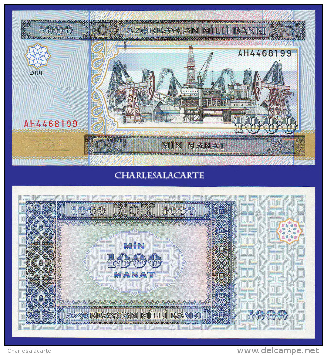 2001 AZERBAIJAN 1000 MANAT  OIL RIGS KRAUSE 23 UNC. CONDITION - Azerbaïdjan