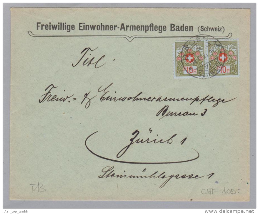 Heimat AG Baden 1 1921-11-16 Portofreiheit Zu#5A Kl#562 2200 M - Franchise