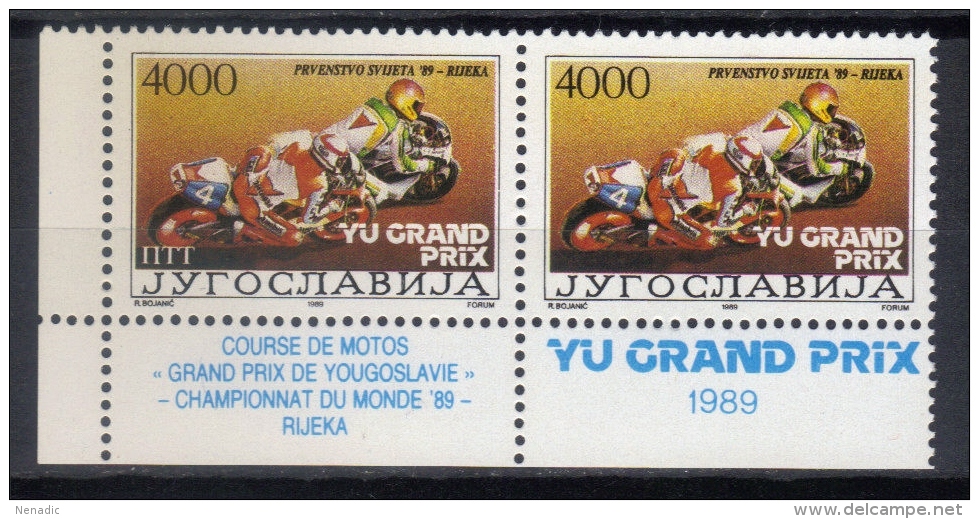 Yugoslavia,WC Yu Grand Prix-Rijeka ´89 1989.,with And Without PTT,MNH - Ungebraucht