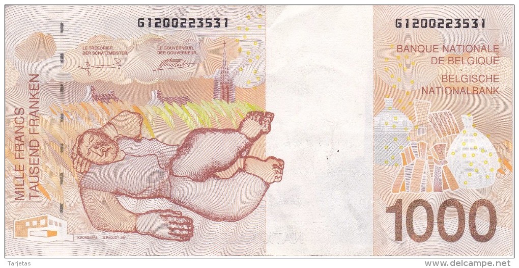 BILLETE DE BELGICA DE 1000 FRANCOS DEL AÑO 1997 CALIDAD EBC (XF) (BANKNOTE) - 1000 Francs