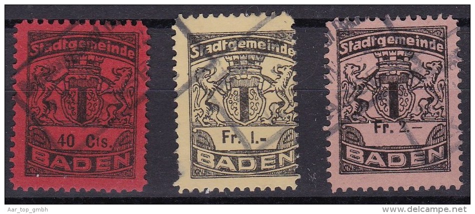 Heimat AG BADEN Lot Von 3 Verschiedenen Stadtgemeinde Fiskalmarken - Revenue Stamps