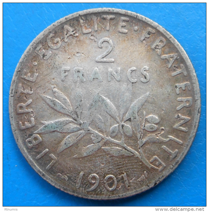 2 Francs Semeuse Argent 1901 Cote TB 12&euro; - Other & Unclassified