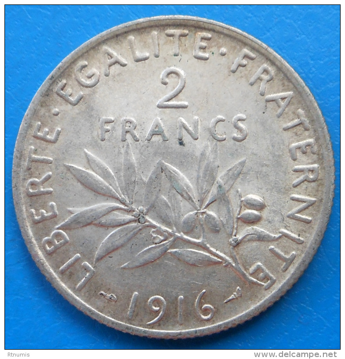 2 Francs Semeuse Argent 1916 Cote SUP 8&euro; - Autres & Non Classés