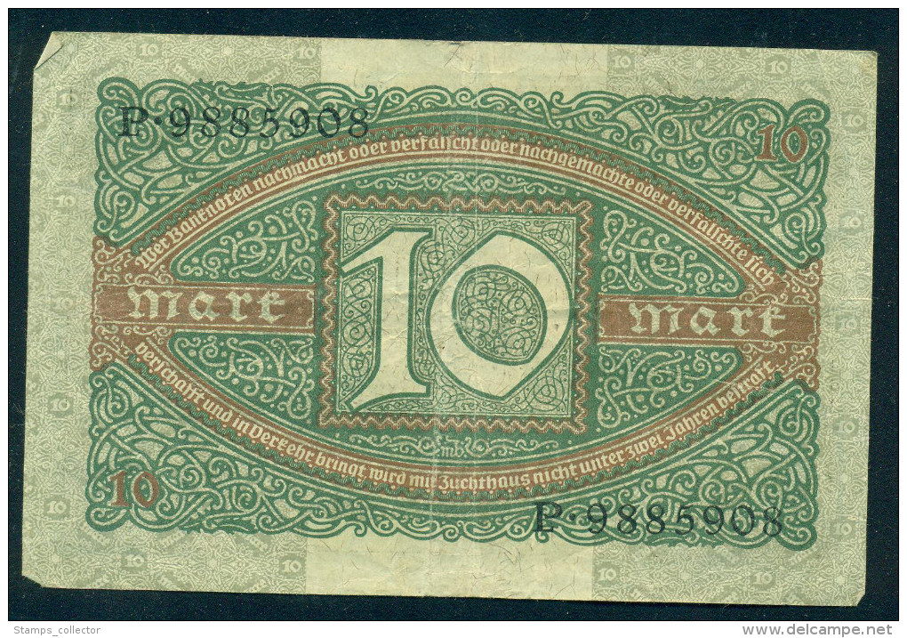 GERMANY.  - ALLEMAGNE WEIMAR . REICHSBANKNOTE . 10 M.  Used - 10 Mark