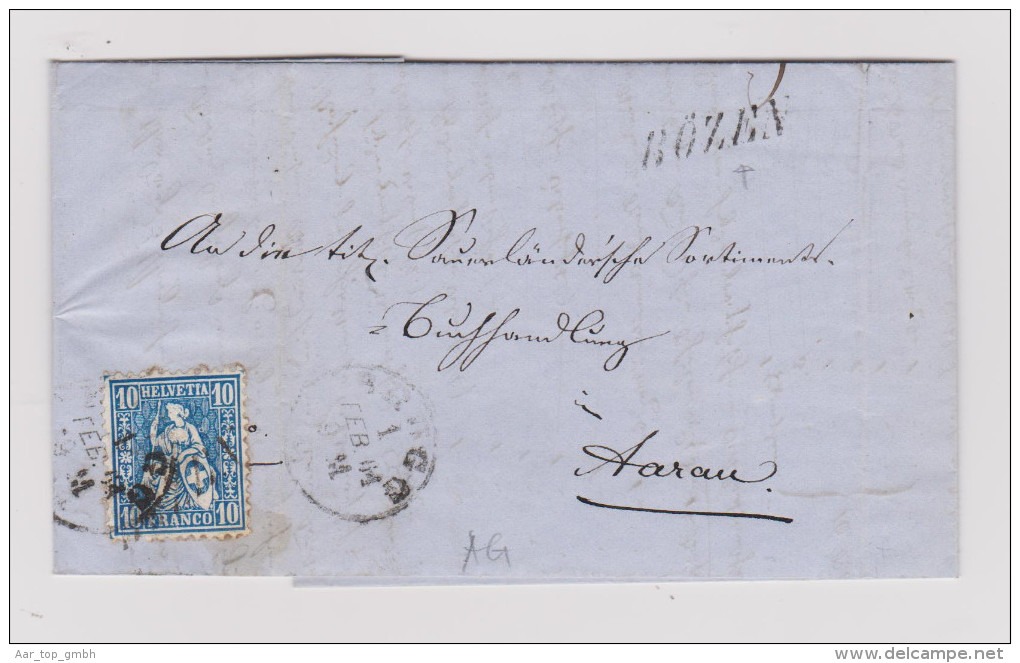 Heimat AG Bözen 1861-02-01 Lang-O Brief Sitzende H. >Aarau - Cartas & Documentos