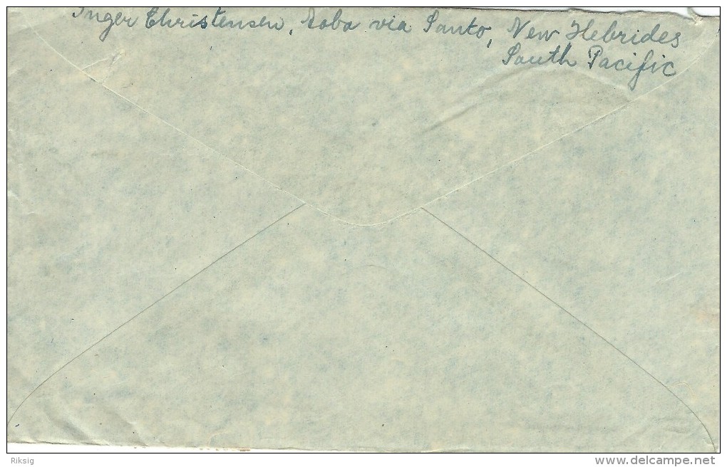 Nouvelles Hebrides.  Cover Sent To Denmark.  Postmark "Santo"  Rare Destination.  H-217 - Lettres & Documents