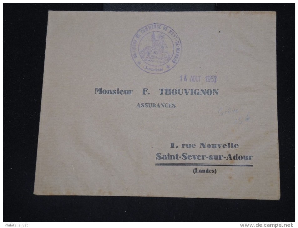 FRANCE - Enveloppe De Mont De Marsan Obl. Chambre De Commerce 1953 ( Grève Postale) - Lot P10526 - Documents