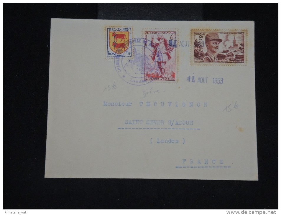 FRANCE - Enveloppe De Mont De Marsan Obl. Chambre De Commerce 1953 ( Grève Postale) - Aff. Plaisant - Lot P10527 - Dokumente