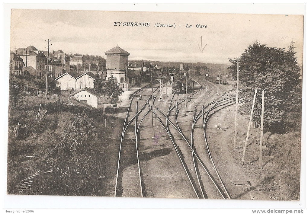 Corrèze - 19 - Eygurande - La Gare - Vue Rare Pas Courante Voir Détail ! Train En 1925 - Eygurande