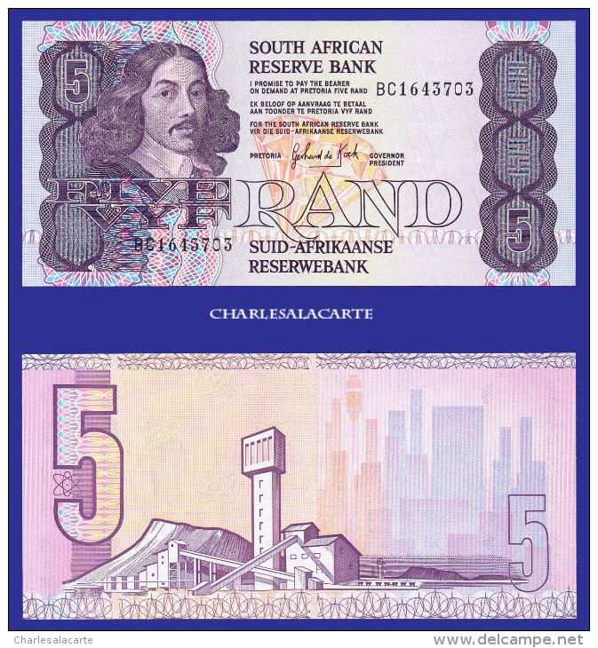 1989-1990 SOUTH AFRICA  5 RAND  GRAIN STORAGE  SERIAL No. ....703  KRAUSE 119d UNC. CONDITION - South Africa