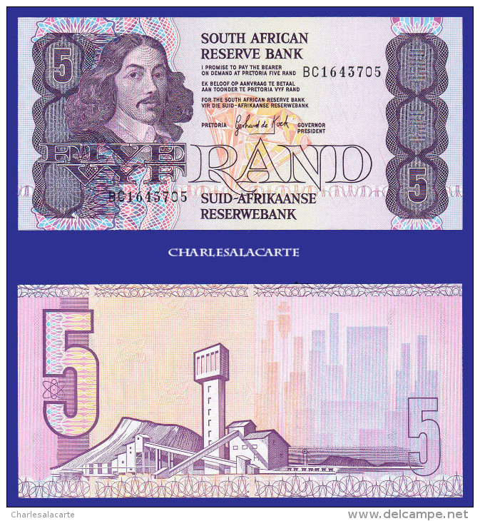 1989-1990 SOUTH AFRICA  5 RAND  GRAIN STORAGE  SERIAL No. ....705  KRAUSE 119d UNC. CONDITION - South Africa