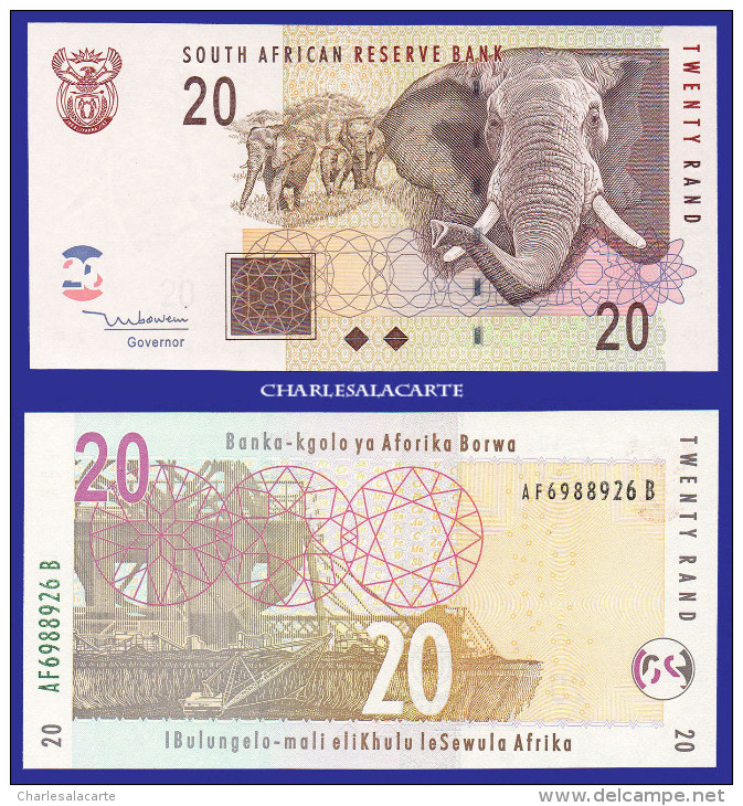 2005 SOUTH AFRICA  20 RAND  ELEPHANTS  MINING  KRAUSE 129 UNC. CONDITION - Suráfrica