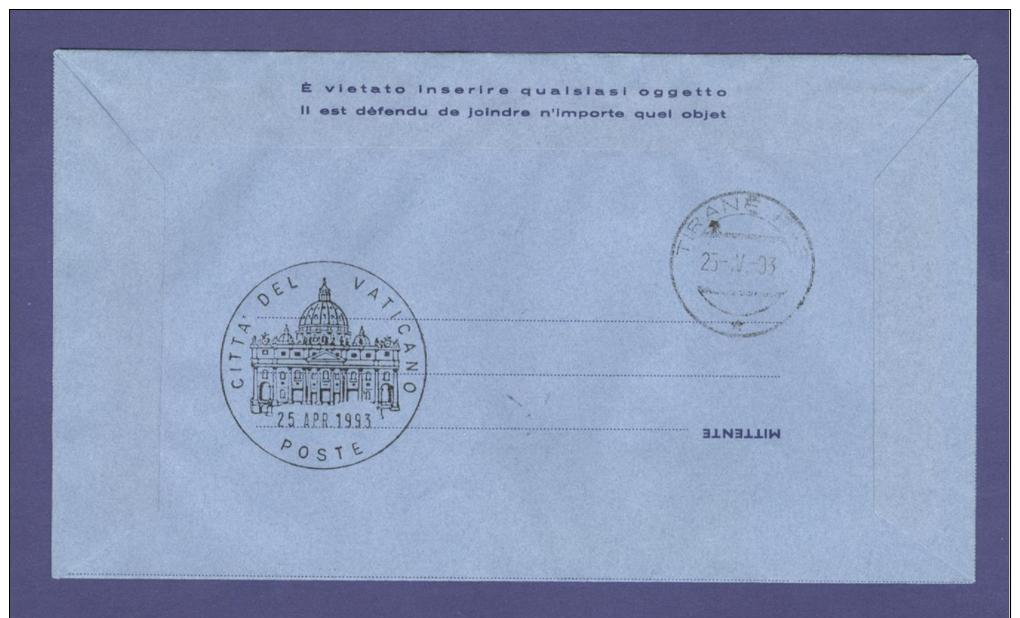 VATICAN VATICANO 1993 AEROGRAMME REGISTERED POPE JOHN PAUL II Travel To SCUTARI ALBANIA (WITH NEWSPAPER OF EVENT) (5364 - Lettres & Documents