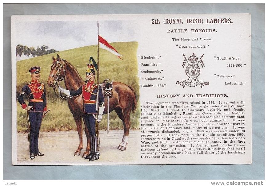 CPA - Militaria Etranger - Gale & Polden Ltd - 5th (Royal Irish) Lancers - Régiments