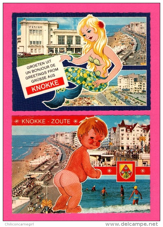 Lot de 14 Cartes de Knokke - Vue aérienne - Plage et Digue - Place Van Bunnen - Albert-Plage - Casino - VAN MIEGHEM