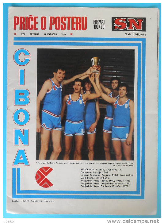 KK CIBONA Zagreb Croatia Basketball Club SPORT. NOVOSTI Special Issue 1982. With Very Large Poster * Basket-ball Cosic - Apparel, Souvenirs & Other
