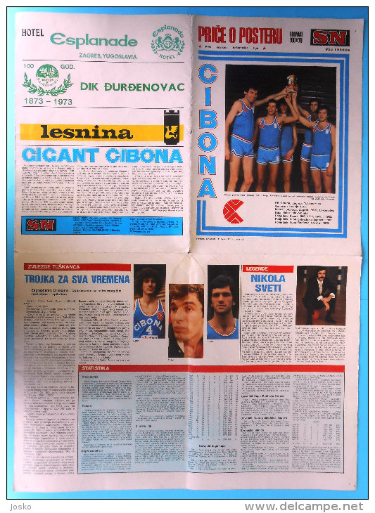 KK CIBONA Zagreb Croatia Basketball Club SPORT. NOVOSTI Special Issue 1982. With Very Large Poster * Basket-ball Cosic - Habillement, Souvenirs & Autres